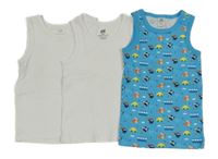 3x nátělník - 2x bílý + 1x tyrkysový s letadly