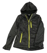 Tmavošedo-limetková softshellová bunda s kapucí Active Touch