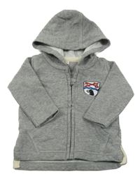 Sivá melírovaná prepínaci mikina s výšivkou a kapucňou