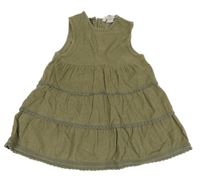 Olivové menšestrové šaty s čipkou H&M