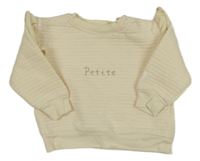 Béžová rebrovaná mikina s nápisom a volánikmi Sinsay