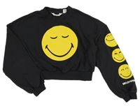 Čierna crop mikina so smajlíkmi H&M