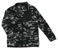 Sivo-čierna army fleecová prepínaci mikina s rolákom F&F