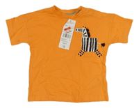 Nové - Oranžové tričko so zebrou F&F