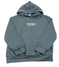 Šedá sportovní mikina Nasa s kapucňou Shein