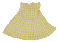 Žlto-biele kockované krepové šaty Matalan