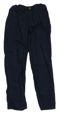 Tmavomodré plátěné chino kalhoty H&M