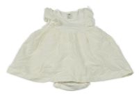 Biele plátenné madeirové šaty so všitým body H&M