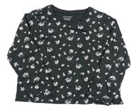 Tmavosivé tričko s kvietkami Primark