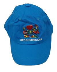 Modrá plátěná kšiltovka s nápisem 