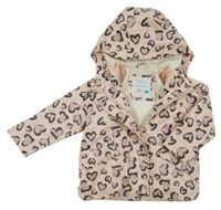 Světlerůžová nepromokavá jarní bunda se srdíčky a kapucí Primark