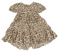 Béžovo-černo-růžové šaty s leopardím vzorem F&F