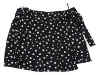 Čierna kvietkovana skort sukňa C&A