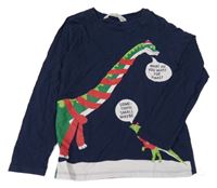 Tmavomodré triko s dinosaury H&M