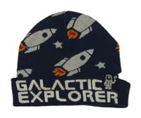 Tmavomodrá pletená čepice s raketami H&M