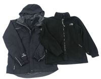 3v1 - Čierna šušťáková funkčná celoroční bunda s ukrývací kapucňou Karrimor