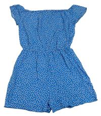 Modro-bílo-růžový puntíkatý kraťasový overal M&Co
