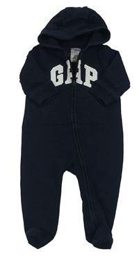 Tmavomodrá tepláková kombinéza s logom a kapucňou s uškami zn. GAP