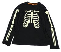 Čierne tričko s kostmi ZEEMAN