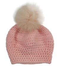 Ružová háčková čapica s brmbolcom