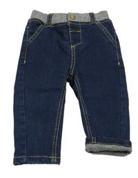 Tmavomodré podšité rifle se šedým úpletovým pasem M&S