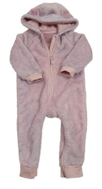Růžovolila plyšová kombinéza s kapucí s oušky George