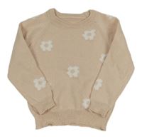 Pudrový sveter s kvetmi SHEIN