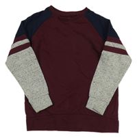 Tmavovínovo/tmavomodro-sivá mikina Next