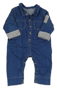 Modrá rifľová kombinéza s hrošíkem