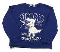Tmavomodrá mikina s dinosaurem a nápisy H&M