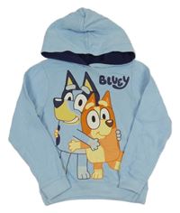 Světlemodrá mikina s pejsky - Bluey a Bingo a kapucí