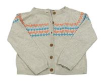 Světlebéžovošedý melírovaný prepínaci sveter so vzorom a srdiečkami John Lewis