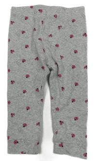 Svetlosivé melírované rebrované tepláky s lienkami so cute