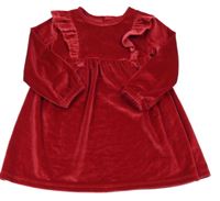 Červené lesklé sametové šaty s volánky St. Bernard