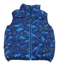 Tmavomodrá prešívaná šušťáková funkčná zateplená vesta s kostrami dinosaurů MOUNTAIN WAREHOUSE