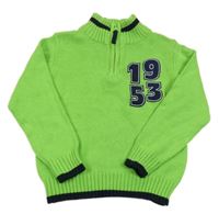 Zelený sveter s číslom Kids