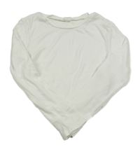 Smotanové rebrované crop tričko SHEIN