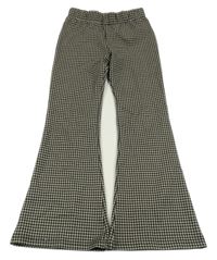 Čierno-smotanové kockované flare nohavice so trblietkami HEMA