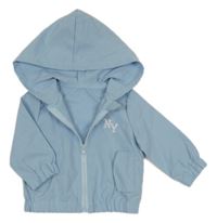 Svetlomodrá šušťáková bunda s písmenky a kapucňou SHEIN