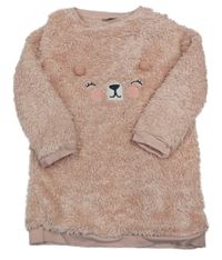 Světlerůžové huňaté domácí šaty s medvídkem F&F