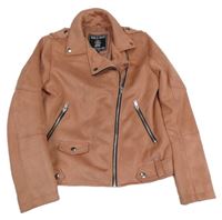 Skořicový semišový jarní crop křivák s límečkem C&A