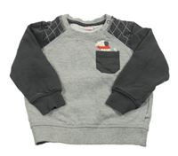 Sivo-tmavosivá melírovaná mikina s psíkom a vreckom Liegelind