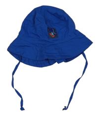 Cobaltově modrý plátěný zavazovací klobouk s dinosaurem POCOPIANO