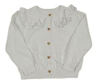 Biely prepínaci sveter s volánikmi F&F