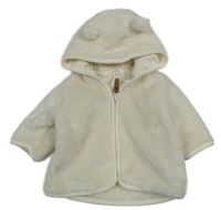 Smotanová plyšová bunda s kapucňou s uškami H&M