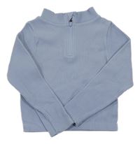 Světlemodrošedé žebrované thermo crop mikinotriko PRIMARK