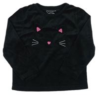 Čierne plyšové tričko s mačičkou Primark