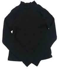 Čierne rebrované crop tričko s rolákom zn. M&S