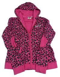 Malinová propínací mikina s leopardím vzorem a kapucí Lee Cooper