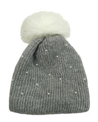 Sivá trblietavá pletená čapica s perlami a brmbolcom C&A